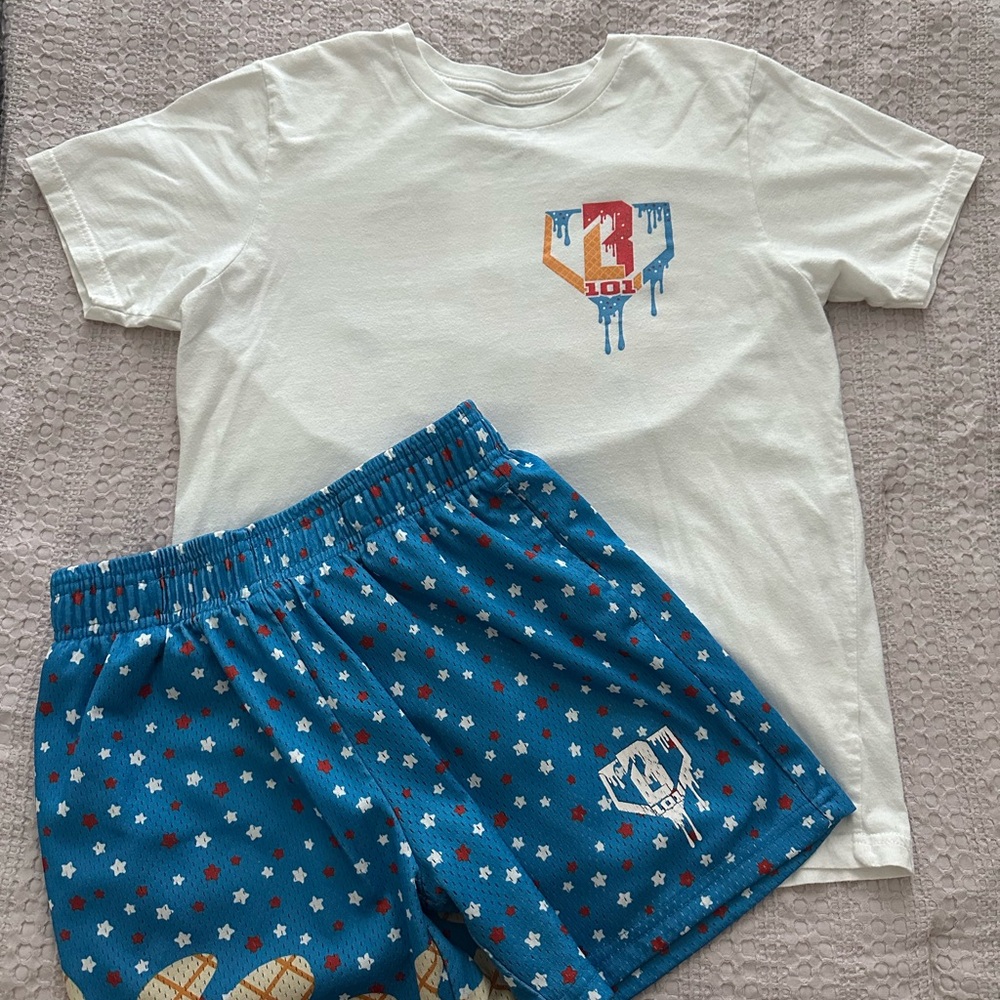 Kids White Tee & Blue Star-Print